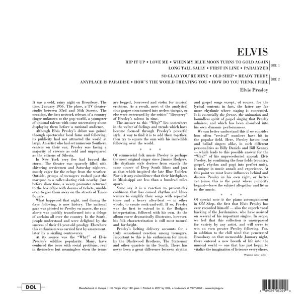 Elvis Presley ‎– ELVIS (1956) - New LP Record 2021 DOL Europe Import Orange Vinyl - Rock & Roll