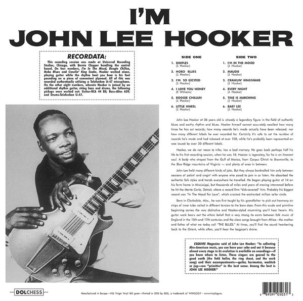 John Lee Hooker ‎– I'm John Lee Hooker (1959) - New LP Record 2021 DOL Europe Import Blue Vinyl - Blues - Shuga Records