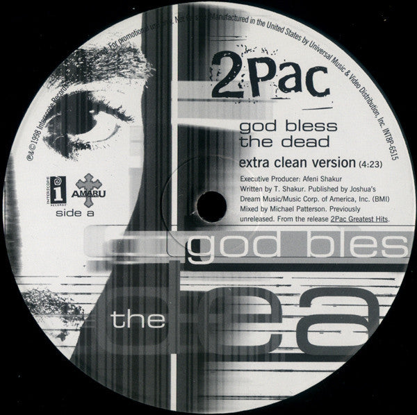 2Pac – God Bless The Dead - VG 12" USA 1998 Promo - Hip Hop - Shuga Records