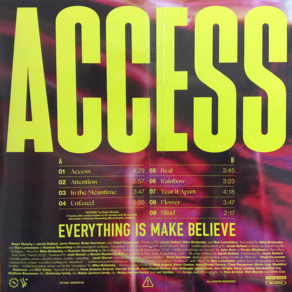 Major Murphy ‎– Access - New LP Record 2021 Winspear Blue Transparent Vinyl & Download - Indie Rock