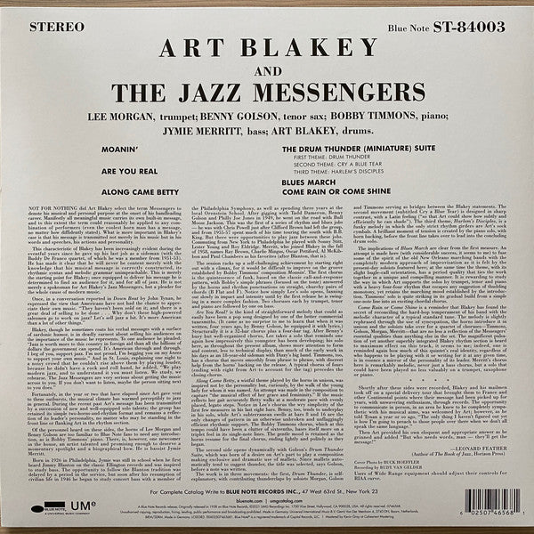 Art Blakey & The Jazz Messengers ‎– Moanin' (1958) - New LP Record 2021 Blue Note 180 gram Vinyl - Jazz / Hard Bop
