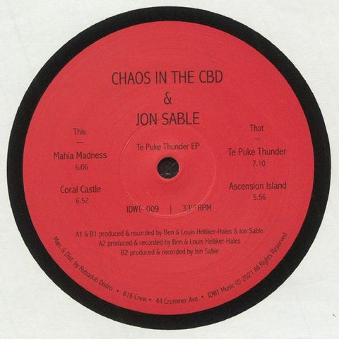 Chaos In The CBD & Jon Sable ‎– Te Puke Thunder EP (2021) - New EP Record 2023 In Dust We Trust UK Vinyl - Electronic / Deep House / Dub Techno
