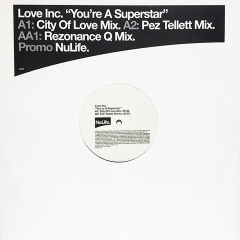 Love Inc. – You're A Superstar - New 12" Single Record 2002 NuLife UK Vinyl - House / Hard House