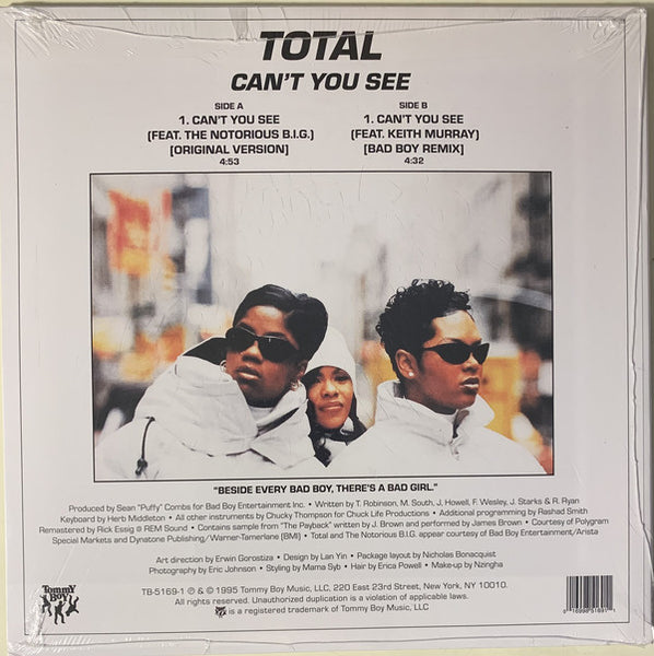Total Featuring Notorious B.I.G. ‎– Can't You See (1995) - New 7" Single Record 2021 Tommy Boy USA White Vinyl - Hip Hop / RnB - Shuga Records