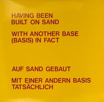 Dickie Landry & Lawrence Weiner - Having Been Built on Sand (1978) - New LP Record 2022 Unseen Worlds Vinyl - Neo-Classical / Ambient / Experimental / Spoken Word