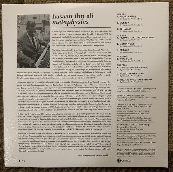 Hasaan Ibn Ali ‎– Metaphysics: The Lost Atlantic Album (1965) - New 2 LP Record 2021 Omnivore USA Vinyl & Numbered - Jazz / Hard Bop