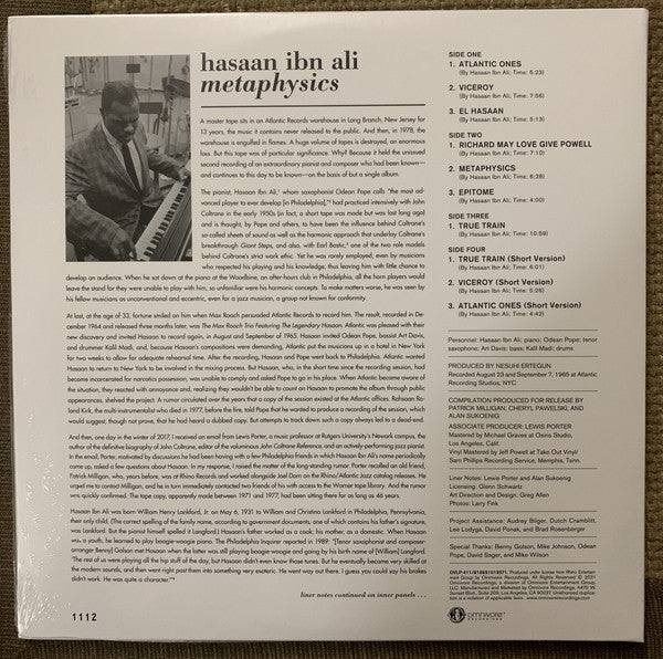 Hasaan Ibn Ali ‎– Metaphysics: The Lost Atlantic Album (1965) - New 2 LP Record 2021 Omnivore USA Vinyl & Numbered - Jazz / Hard Bop - Shuga Records