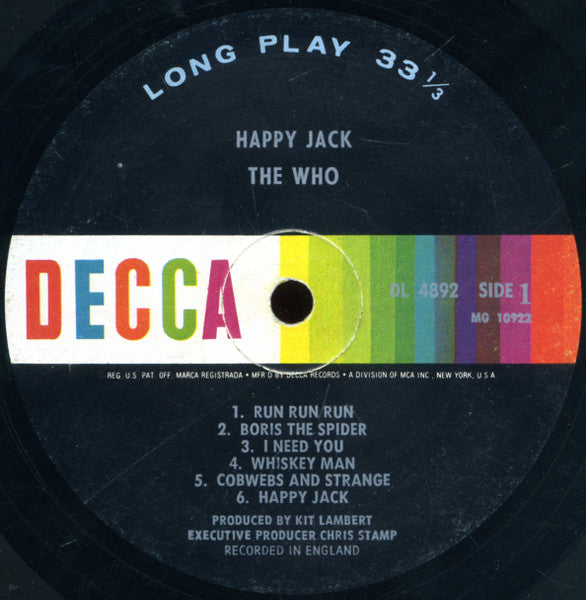 The Who – Happy Jack - VG+ LP Record 1967 Decca USA Mono Original Vinyl - Rock / Mod / Garage Rock / Pop Rock - Shuga Records