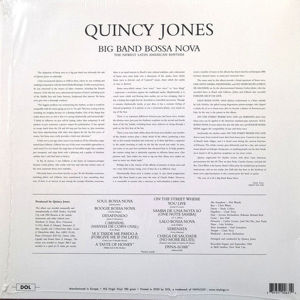 Quincy Jones ‎– Big Band Bossa Nova (1962) - New LP Record 2021 DOL Europe Import Translucent Yellow 180 gram Vinyl - Jazz / Latin Jazz - Shuga Records