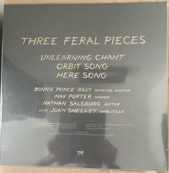 Bonnie "Prince" Billy, Nathan Salsburg, Max Porter ‎– Three Feral Pieces - New EP Record 2021 No Quarter USA Vinyl & Inserts - Indie Rock / Folk Rock - Shuga Records