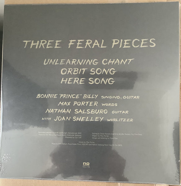 Bonnie "Prince" Billy, Nathan Salsburg, Max Porter ‎– Three Feral Pieces - New EP Record 2021 No Quarter USA Vinyl & Inserts - Indie Rock / Folk Rock