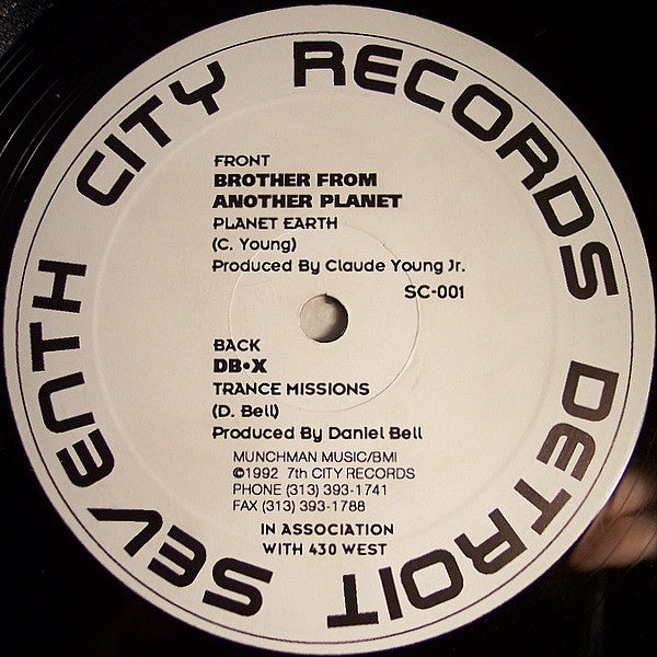 Brother From Another Planet / DB-X – Planet Earth / Trance Missions - VG+ 12" Single Record 1992 7th City USA Vinyl - Detroit Techno - Shuga Records