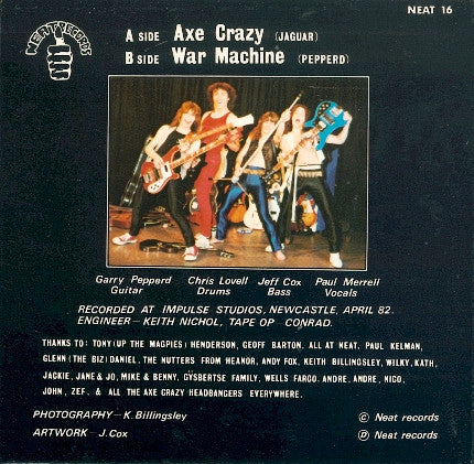 Jaguar – Axe Crazy - Mint- 7" Single Record 1982 Neat Records UK Vinyl - Heavy Metal