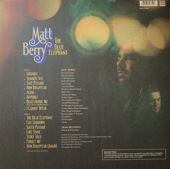 Matt Berry ‎– The Blue Elephant - New LP Record 2021 Acid Jazz Europe Import Blue Vinyl - Alternative Rock / Pop Rock - Shuga Records