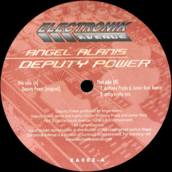 Angel Alanis – Deputy Power - New 12" Single Record 2006 Electronik Avenue USA Vinyl - Chicago House / Electro