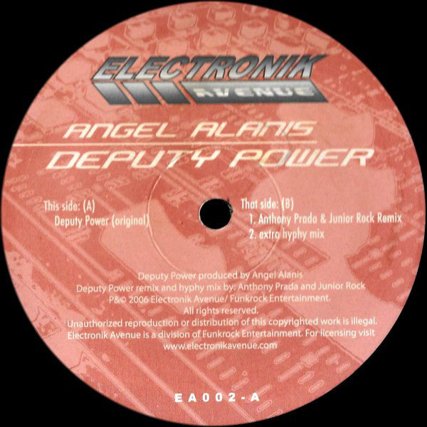 Angel Alanis - Deputy Power - New 12" Single Record 2006 Electronik Avenue USA Vinyl - Chicago House / Electro - Shuga Records