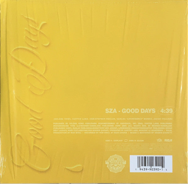 SZA - Good Days - Mint- 10" Single Record 2021 Top Dawg RCA USA Yellow Vinyl - R&B / Soul / Hip Hop - Shuga Records