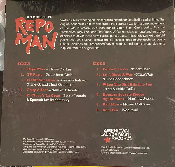 Various ‎– A Tribute To Repo Man (2012) - New LP Record Store Day 2021 American Laundromat USA RSD Glow In The Dark Vinyl & Download - Alternative Rock / Punk / Indie Rock