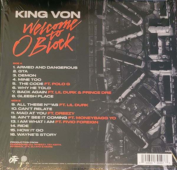 King Von ‎– Welcome To O'Block - New LP Record Store Day 2021 Only The Family RSD Ruby & Black Galaxy Colored Vinyl - Hip Hop
