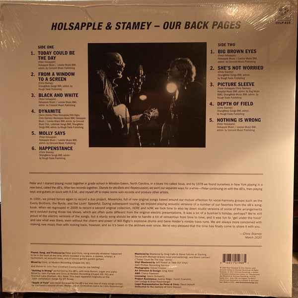 Holsapple & Stamey ‎– Our Back Pages - New LP Record Store Day 2021 Omnivore RSD Vinyl - Rock / Acoustic - Shuga Records