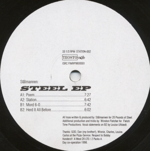 Stålmannen – Steel EP - New 12" Single Record 1998 Station Finland Vinyl - Deep House / Tech House