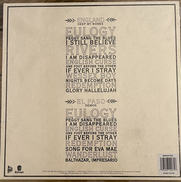 Frank Turner ‎– England Keep My Bones (2011) - New 2 LP Record 2021 Xtra Mile/Epitaph Europe Import Yellow Opaque Vinyl & Download - Folk Rock / Acoustic / Folk - Shuga Records