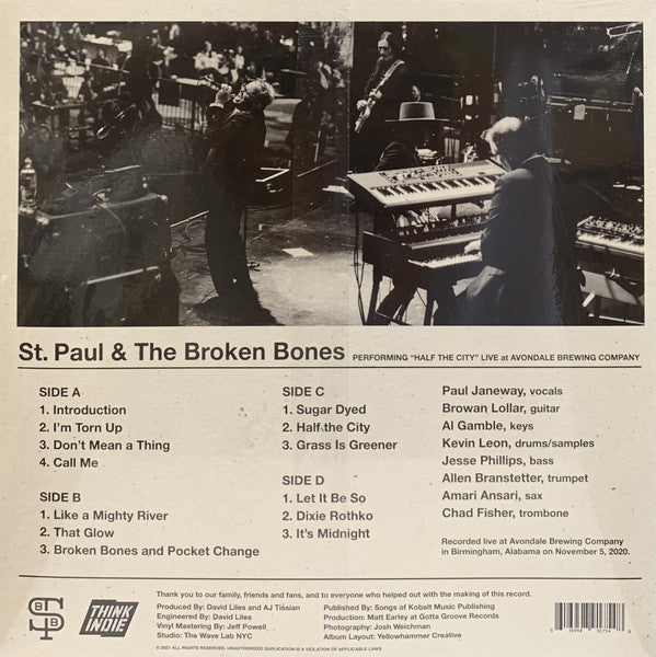 St. Paul & The Broken Bones ‎– Half The City Live - New 2 LP Record Store Day 2021 Think Indie RSD Vinyl - Soul / R&B - Shuga Records