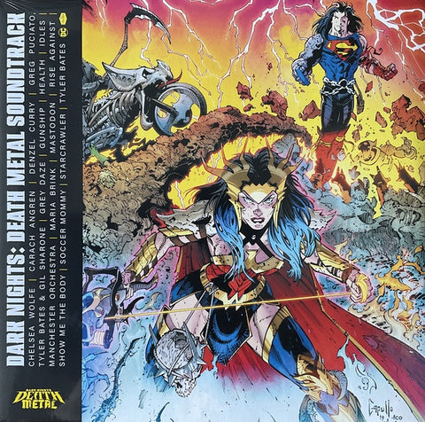 Various ‎– Dark Nights: Death Metal - New 2 LP Record 2021 Loma Vista USA Canary Yellow Vinyl, Trading Card & Poster - Soundtrack / DC Comics