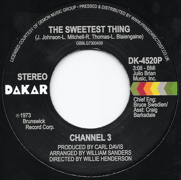 Channel 3 – The Sweetest Thing / Someone Else's Arms - New 7" Single Record Store Day 2021 Dakar UK Import RSD Vinyl - Soul - Shuga Records