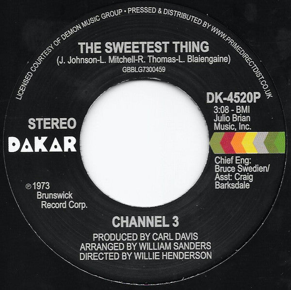Channel 3 – The Sweetest Thing / Someone Else's Arms - New 7" Single Record Store Day 2021 Dakar UK Import RSD Vinyl - Soul