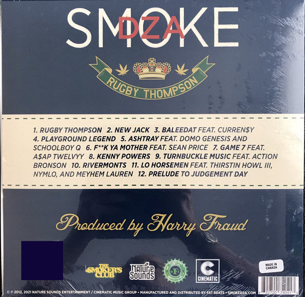Smoke DZA ‎– Rugby Thompson (2012) - New 2 LP Record Store Day 2021 High Times RSD Smoke Vinyl -