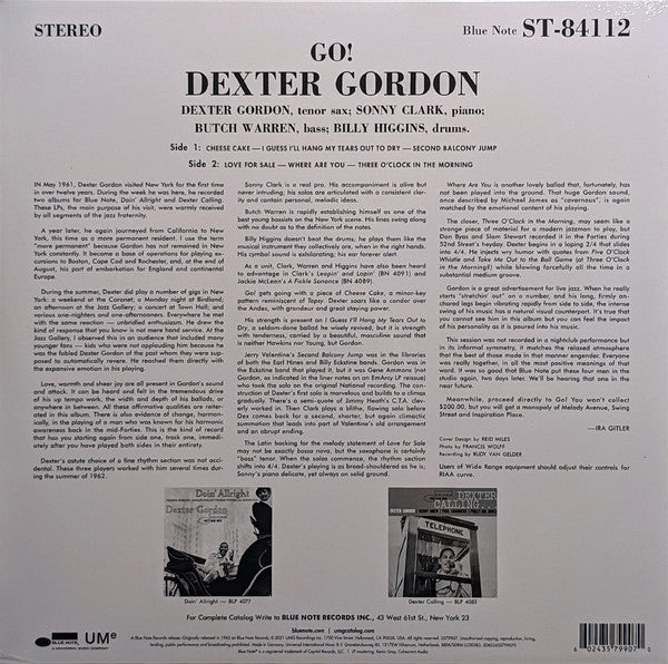 Dexter Gordon ‎– Go! (1962) - New LP Record 2021 Blue Note Europe Import 180 gram Vinyl - Jazz / Hard Bop