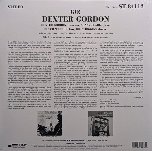 Dexter Gordon ‎– Go! (1962) - New LP Record 2021 Blue Note Europe Import 180 gram Vinyl - Jazz / Hard Bop - Shuga Records