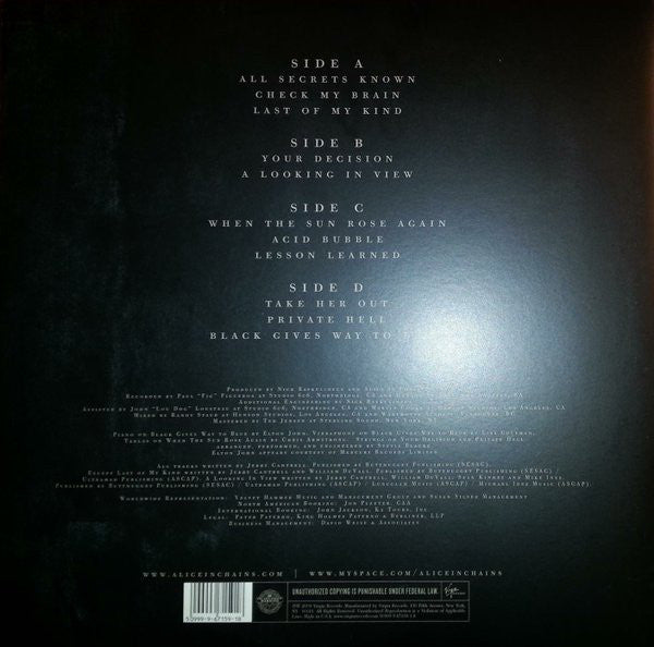 Alice In Chains ‎– Black Gives Way To Blue - New 2 LP Record 2009 Virgin USA Clear Vinyl  & CD - Alternative Rock / Hard Rock - Shuga Records