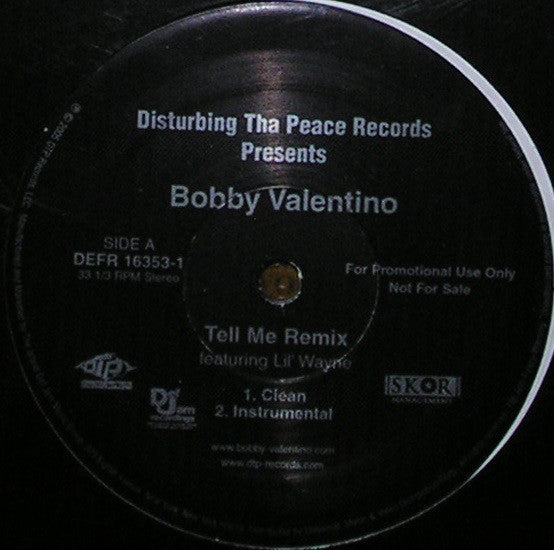 Bobby Valentino ‎– Tell Me Remix - New Vinyl Record 12" Single 2005 USA - Hip Hip