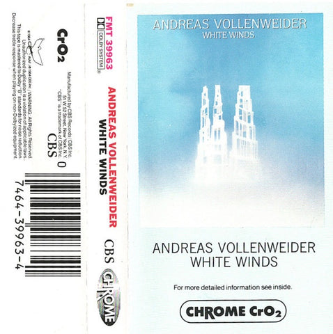 Andreas Vollenweider – White Winds - Used Cassette 1984 CBS Tape - New Age / Ambient / Smooth Jazz