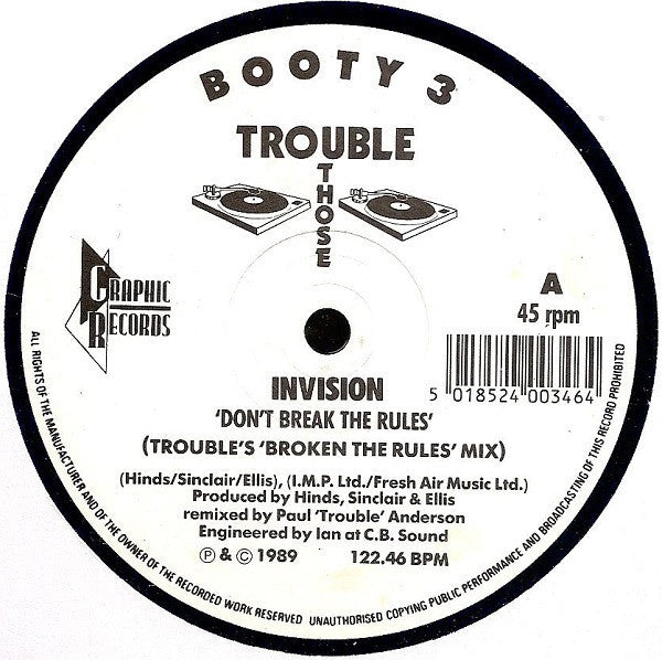 Invision – Don't Break The Rules - VG+ 12" Single Record 1989 Graphic UK Vinyl - Acid House - Shuga Records