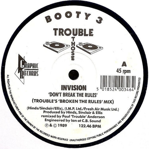 Invision – Don't Break The Rules - VG+ 12" Single Record 1989 Graphic UK Vinyl - Acid House