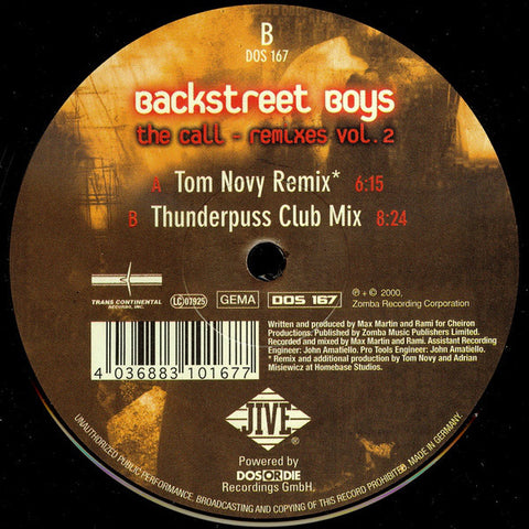 Backstreet Boys – The Call - Remixes Vol 2 - New 12" Progressive Trance (Germany) 2001
