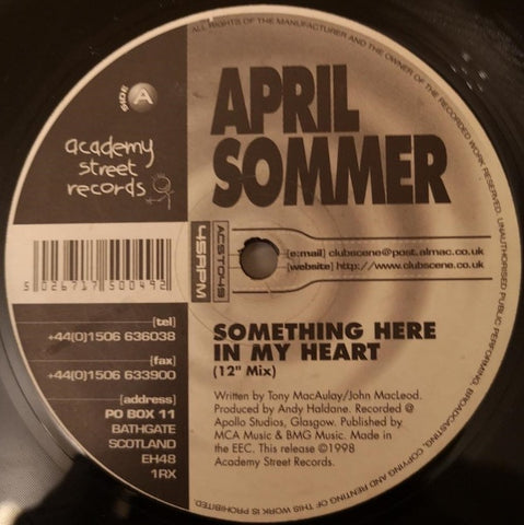 April Sommer – Something Here In My Heart - New 12" Single Record 1998 Academy Street UK Vinyl - Euro House