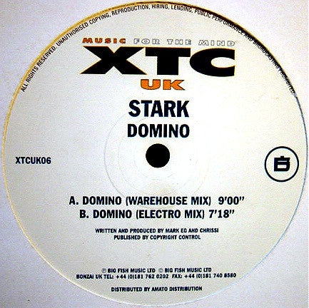 Stark – Domino - New 12" Single Record 1999 XTC UK Vinyl - Trance / Hard Trance