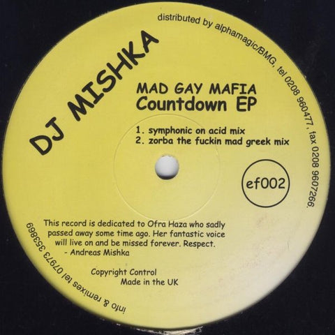 DJ Mishka Mad Gay Mafia – Countdown EP - New 12" Single Record 2000 Ef.adrine UK Vinyl - Trance / Hard Trance