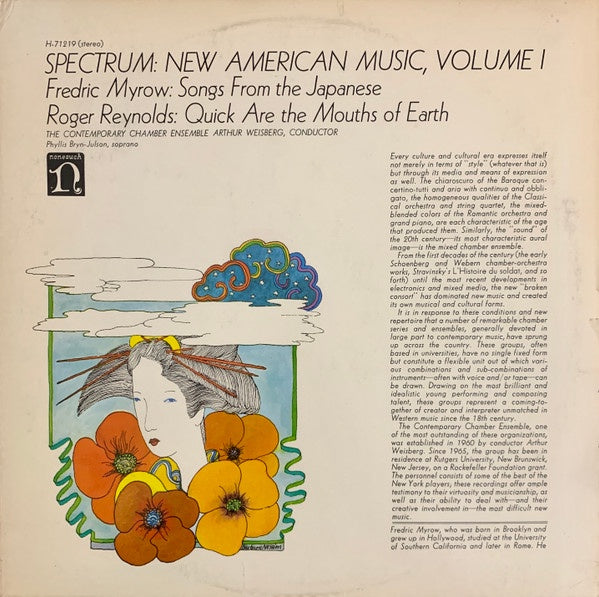 Fredric Myrow / Roger Reynolds - The Contemporary Chamber Ensemble, Arthur Weisberg, Phyllis Bryn-Julson – Spectrum: New American Music, Volume I - VG+ LP Record 1969 Nonesuch USA Vinyl - Classical / Modern - Shuga Records