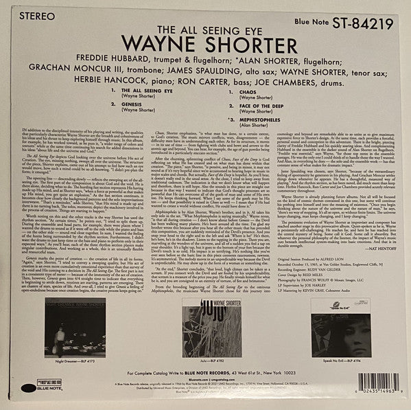 Wayne Shorter – The All Seeing Eye (1966) - New LP Record 2021 Blue Note Tone Poet 180 gram Vinyl - Jazz / Post Bop