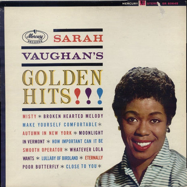 Sarah Vaughan ‎– Sarah Vaughan's Golden Hits - VG+ 1961 Stereo USA - Jazz / Swing / Vocal - Shuga Records