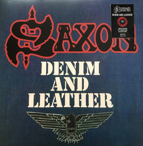 Saxon – Denim And Leather (1981) - New LP Record 2021 BMG  Red with Black Splatter Vinyl - Heavy Metal