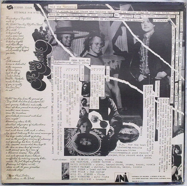 Rabbit MacKay & The Somis Rhythm Band – Bug Cloth - VG+ LP Record 1968 UNI USA Vinyl - Psychedelic Rock / Folk Rock - Shuga Records