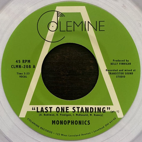 Monophonics – Last One Standing - New 7" Single Record 2021 Colemone Clear Color Vinyl - Soul