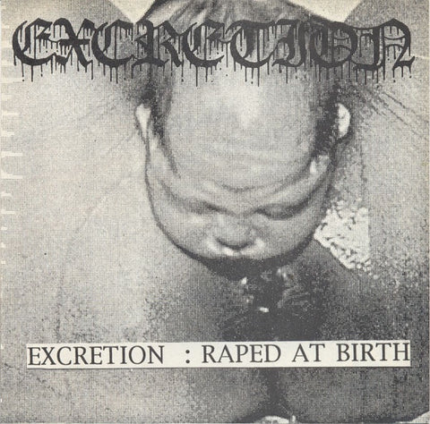 Excretion / Ultimo Rausea – Raped At Birth / Ultimo Rausea - Mint- 7" EP Record 1994 Ecocentric Germany Vinyl - Grindcore / Hardcore