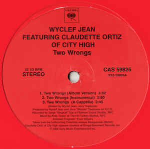 Wyclef Jean - Masquerade / Two Wrongs 12" Single 2002 Sony - Hip Hop - Shuga Records